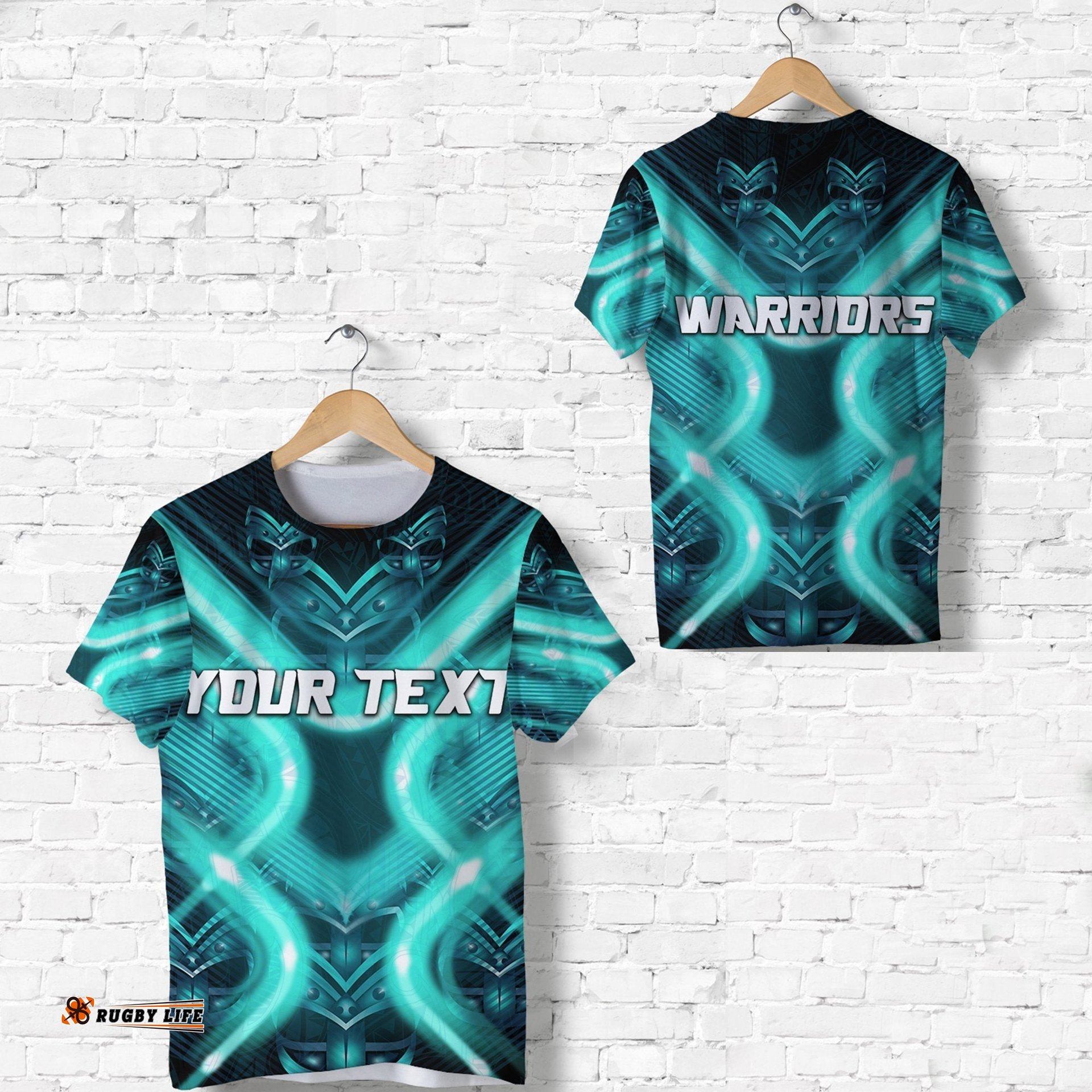 custom personalised new zealand warriors rugby t shirt original style turquoise