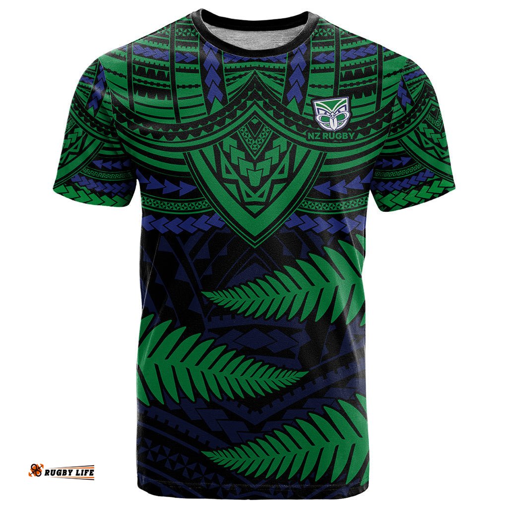 warriors rugby t shirt aotearoa fern polynesian pattern
