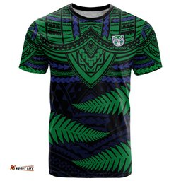 warriors rugby t shirt aotearoa fern polynesian pattern