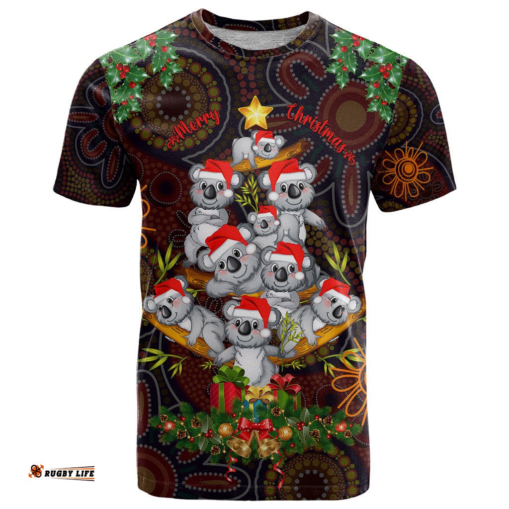aboriginal christmas t shirt aussie koala christmas tree with aboriginal inspired dt02