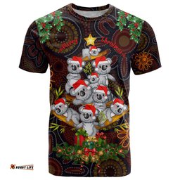 aboriginal christmas t shirt aussie koala christmas tree with aboriginal inspired dt02