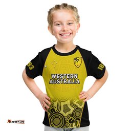 custom text and number western australia cricket 2023 t shirt warriors sheffield shield indigenous