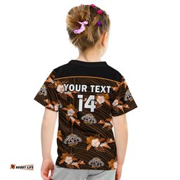 custom text and number wests tigers rugby t shirt polynesian tribal mix tropical hawaiian style