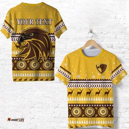 custom personalised hawks christmas t shirt indigenous hawthorn football