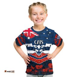 cats football anzac t shirt lest we forget