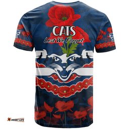 cats football anzac t shirt lest we forget