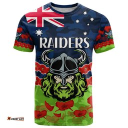 raiders rugby anzac t shirt lest we forget