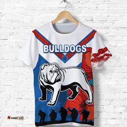 bulldogs anzac day t shirt poppy lest we forget