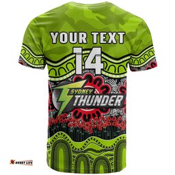custom text and number thunder cricket anzac t shirt poppy sydney aboriginal camouflage
