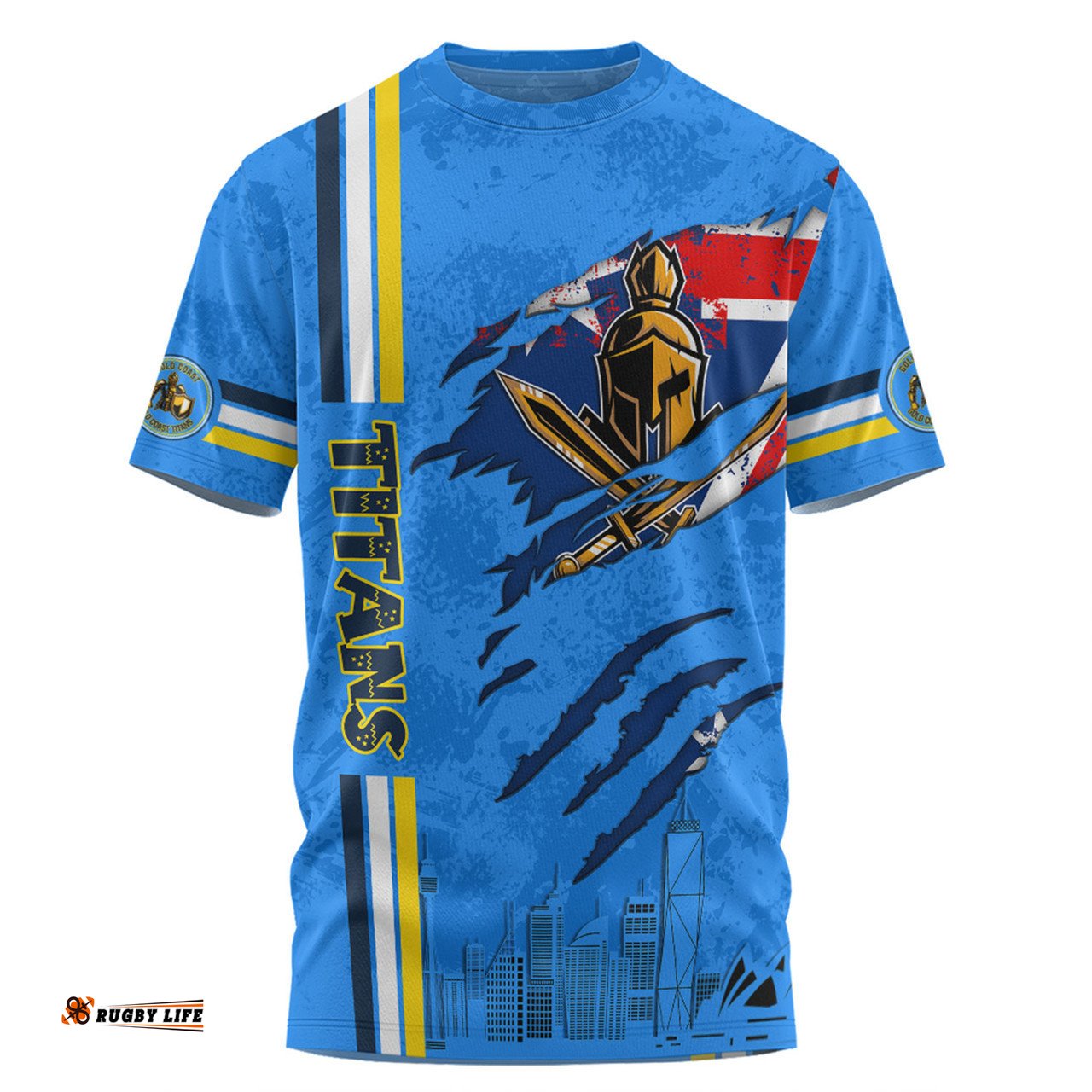 Amazing Aussie Gold Coast Titans T-Shirt - Happy Australia Day Flag Scratch Style