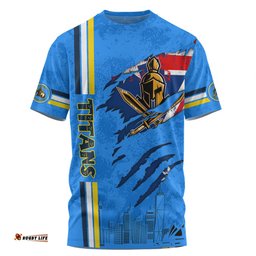 Amazing Aussie Gold Coast Titans T-Shirt - Happy Australia Day Flag Scratch Style