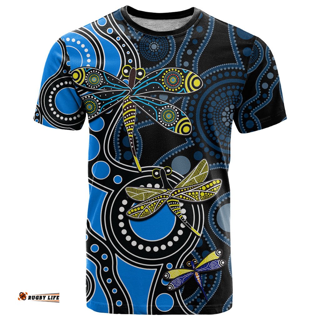 aboriginal dragonfly t shirt blue style