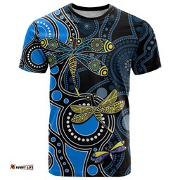 aboriginal dragonfly t shirt blue style