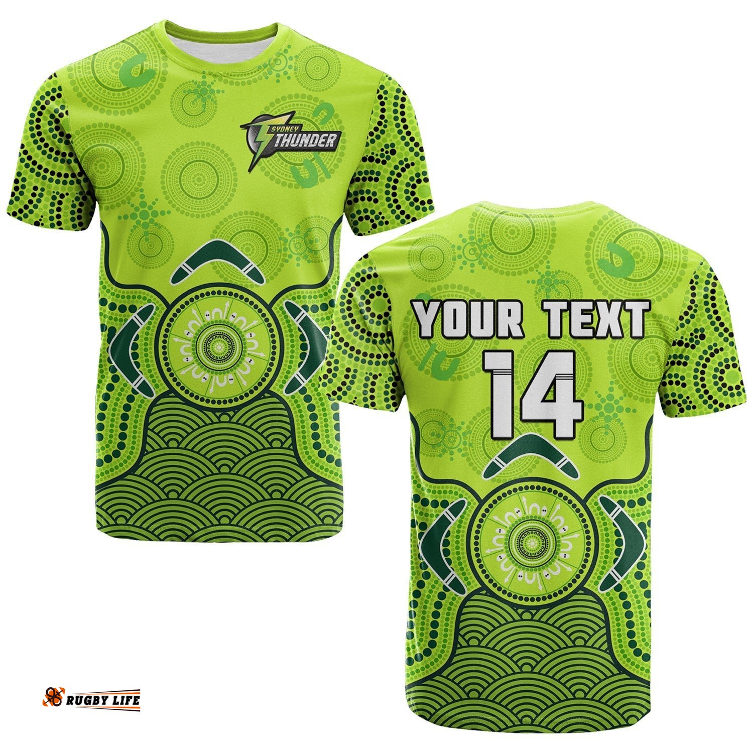custom text and number thunder cricket t shirt sydney indigenous artsy