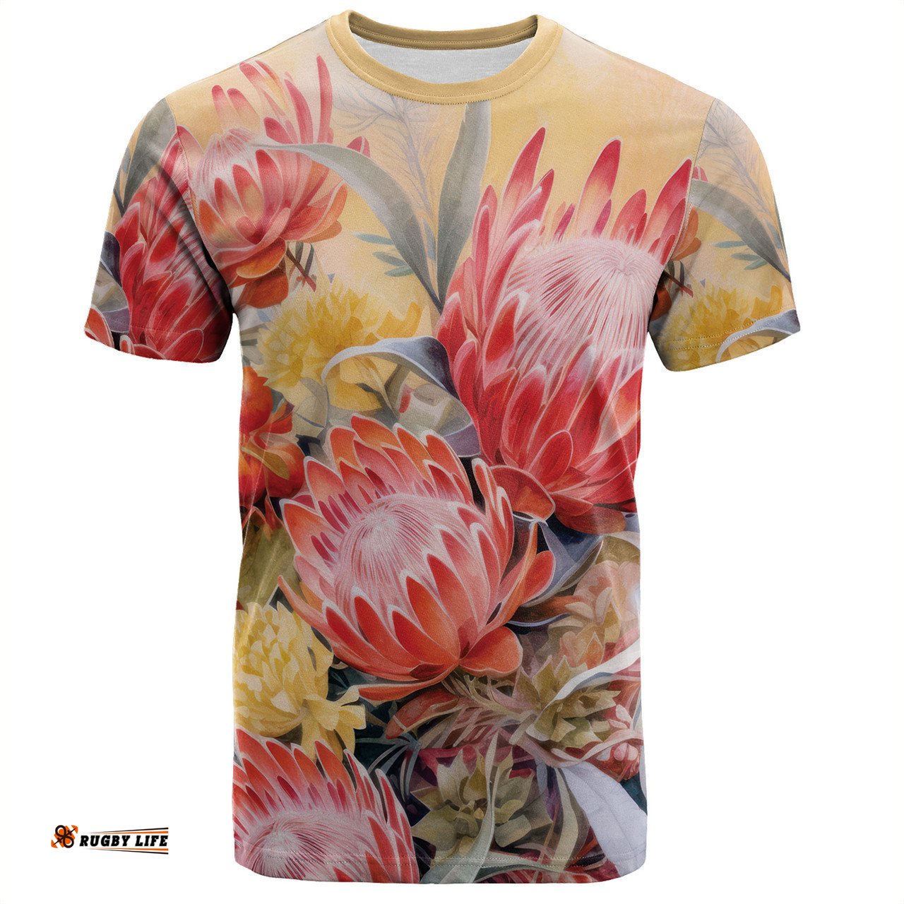 Amazing Aussie Australia Waratah T-shirt - Yellow Orange Waratah Flowers Art T-shirt