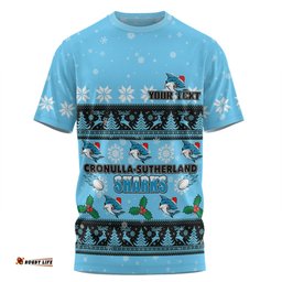Amazing Aussie Cronulla-Sutherland Sharks Christmas Custom T-shirt - Special Ugly Christmas T-shirt