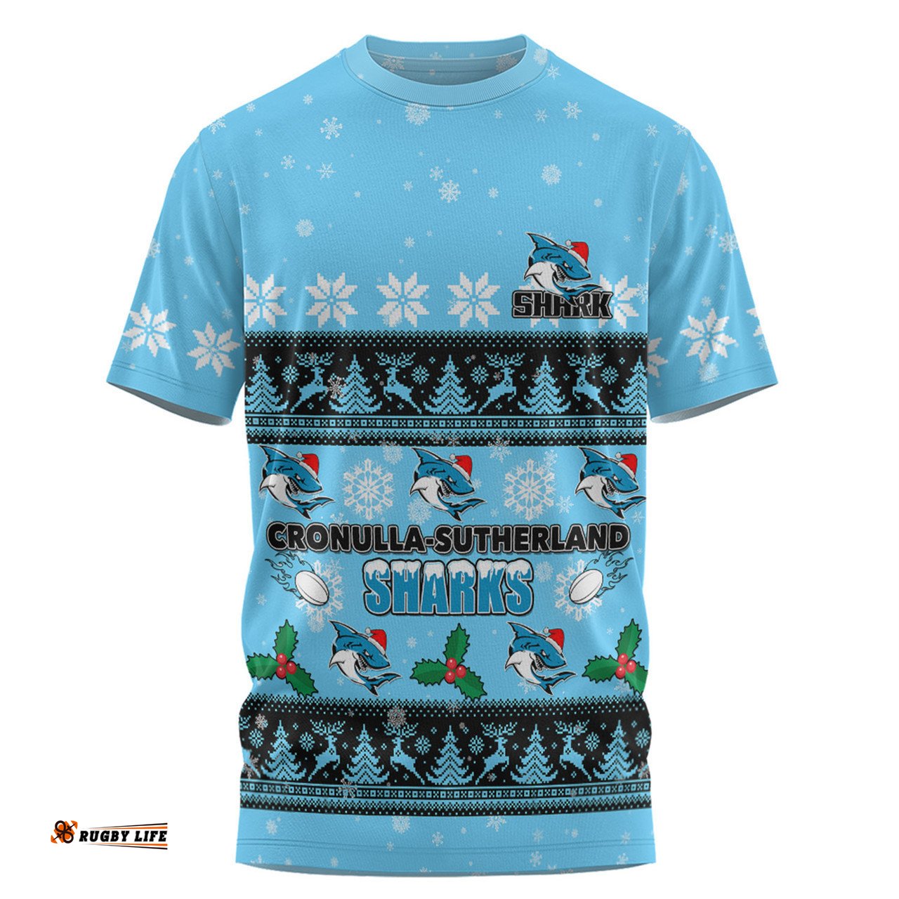 Amazing Aussie Cronulla-Sutherland Sharks Christmas Custom T-shirt - Special Ugly Christmas T-shirt