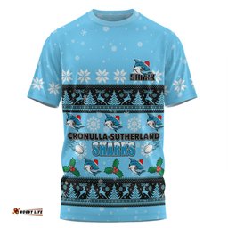 Amazing Aussie Cronulla-Sutherland Sharks Christmas Custom T-shirt - Special Ugly Christmas T-shirt