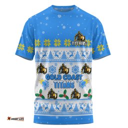 Amazing Aussie Gold Coast Titans Christmas Custom T-shirt - Special Ugly Christmas T-shirt
