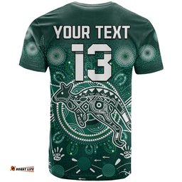 custom text and number wallabies rugby australia t shirt aboriginal