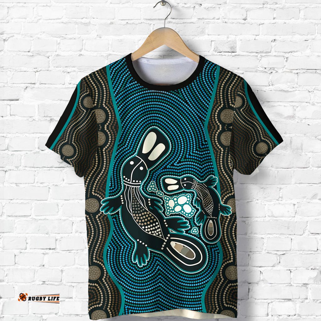 aboriginal dot t shirt platypus victory version blue