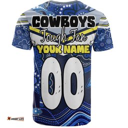 Amazing Aussie North Queensland Cowboys Custom T-Shirt - North Queensland Cowboys For Life With Aboriginal Style T-Shirt
