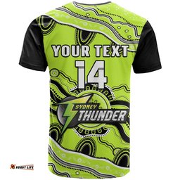 custom text and number thunder cricket t shirt sydney aboriginal painting