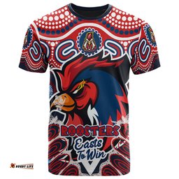 Amazing Aussie Sydney Roosters Custom T-Shirt - Indigenous Sydney "Easts to Win" Aboriginal Inspired Patterns T-Shirt