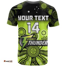 custom text and number thunder t shirt sydney gradient aboriginal art