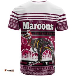 Amazing Aussie Maroons Rugby Christmas T-shirt - Custom Maroons Ugly Christmas and Aboriginal Inspired T-shirt