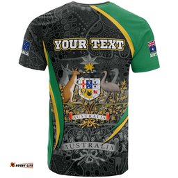 custom text t shirt australian coat of arms aussie spirit green