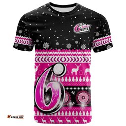 custom text and number sydney sixers cricket t shirt christmas aboriginal