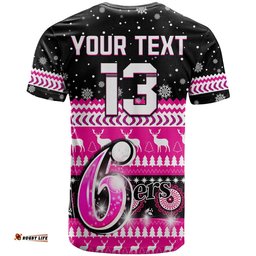 custom text and number sydney sixers cricket t shirt christmas aboriginal