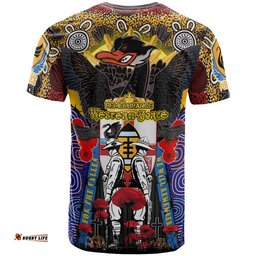 Amazing Aussie Australia Force Custom T-shirt - Remembrance Force With Black Swan Patterns And Poppy Flower