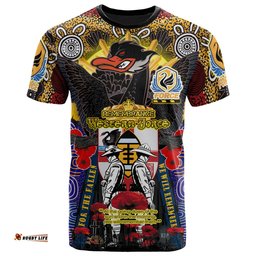 Amazing Aussie Australia Force Custom T-shirt - Remembrance Force With Black Swan Patterns And Poppy Flower