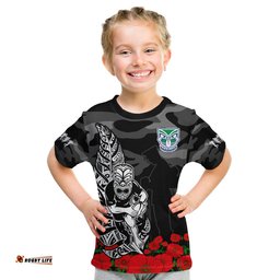 custom text and number warriors anzac 2023 t shirt nz fern camouflage poppy mix aboriginal