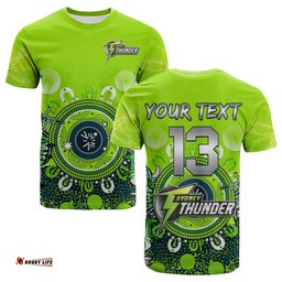 custom text and number sydney thunder t shirt cricket aboriginal