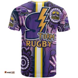 Amazing Aussie Melbourne Storm T-shirt - Custom Melbourne Storm Ball Aboriginal Inspired Indigenous Sport Style T-shirt