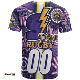 Amazing Aussie Melbourne Storm T-shirt - Custom Melbourne Storm Ball Aboriginal Inspired Indigenous Sport Style T-shirt
