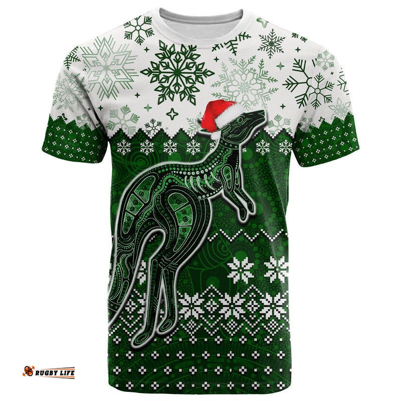 aboriginal christmas 2022 kangaroo t shirt green style
