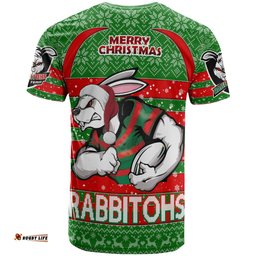 Amazing Aussie South Sydney Rabbitohs T-shirt - South Sydney Rabbitohs Merry Christmas With Snowflake Pattern T-shirt
