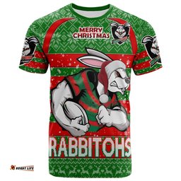 Amazing Aussie South Sydney Rabbitohs T-shirt - South Sydney Rabbitohs Merry Christmas With Snowflake Pattern T-shirt