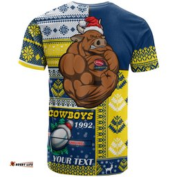 Amazing Aussie North Queensland Cowboys T-shirt - Custom Christmas Snowflakes North Queensland Cowboys Mascot T-shirt