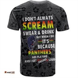 Amazing Aussie Penrith Panthers T-Shirt - Scream With Tropical Patterns