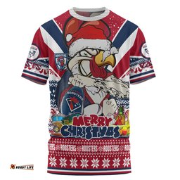Amazing Aussie Sydney Roosters Christmas Custom T-Shirt - Easts Rooster Santa Aussie Big Things T-Shirt