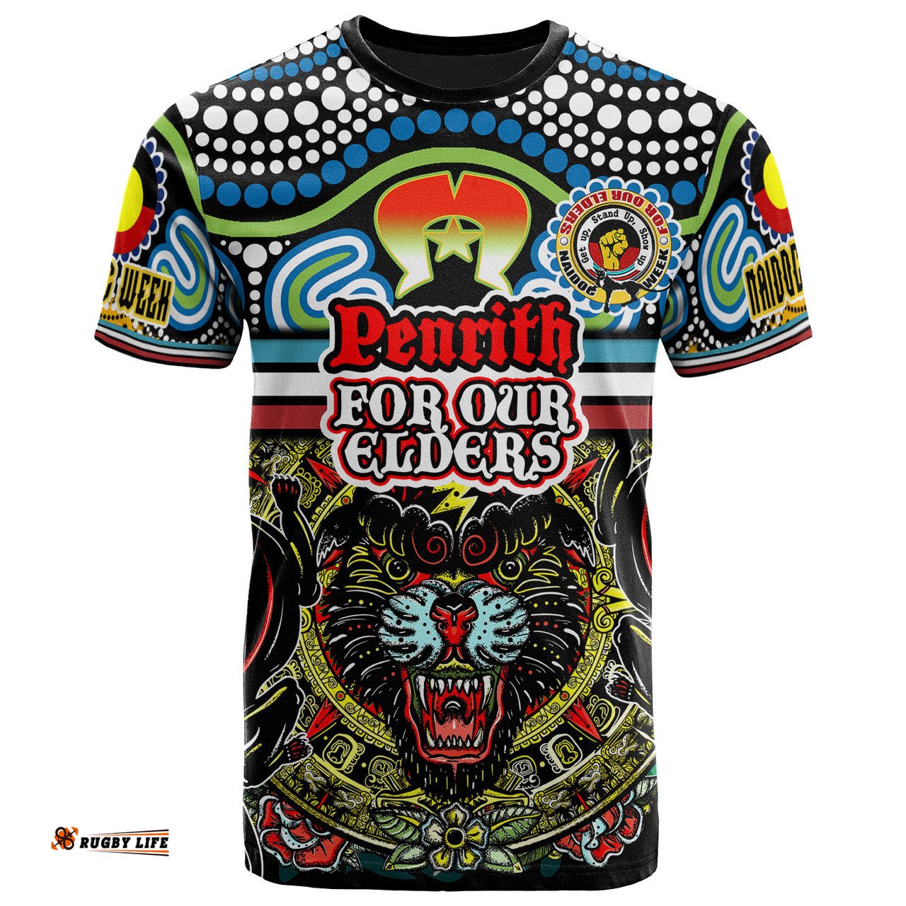 Amazing Aussie Penrith Panthers Naidoc T-shirt - Custom Penrith Panthers Naidoc Week For Our Elders Vintage Style T-shirt