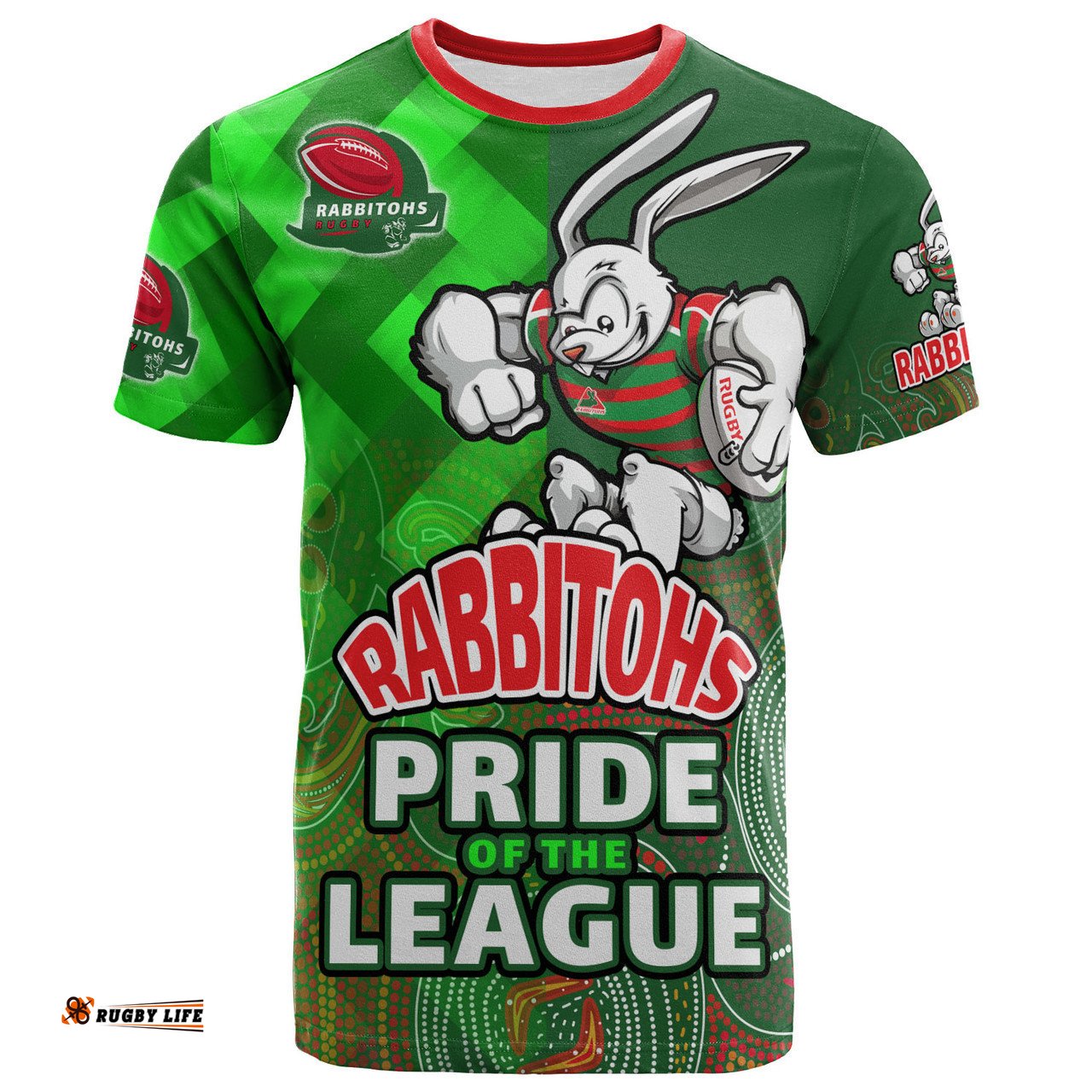 Amazing Aussie South Sydney Rabbitohs T-shirt - South Sydney Rabbitohs Pride Of Aboriginal Inspired Patterns T-shirt