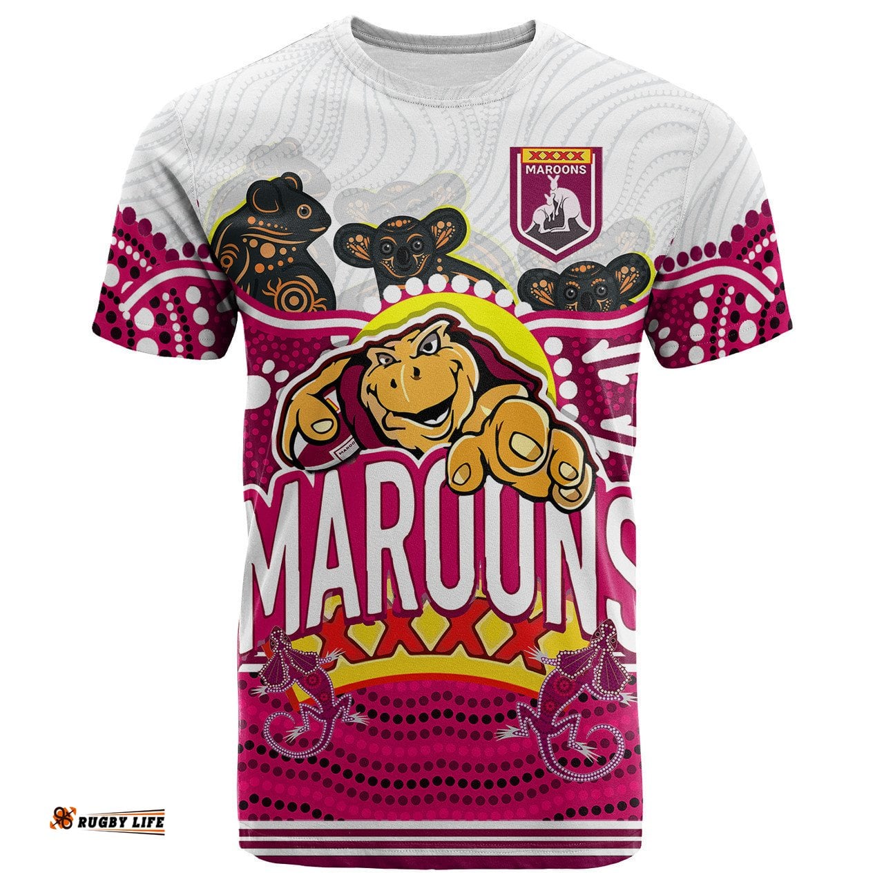 Amazing Aussie Australia Maroons Cane Toad Custom T-Shirt - Queenslanders Go The Mighty Maroons Indigenous Koala T-shirt