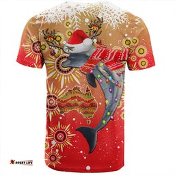 Amazing Aussie Redcliffe Dolphins Christmas T-Shirt - Redcliffe Dolphins Christmas Hat Pattern Snown Style T-Shirt