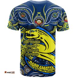 Amazing Aussie Parramatta Eels T-Shirt Celebrating Naidoc Week 2024 Aboriginal Dot Art Inspired